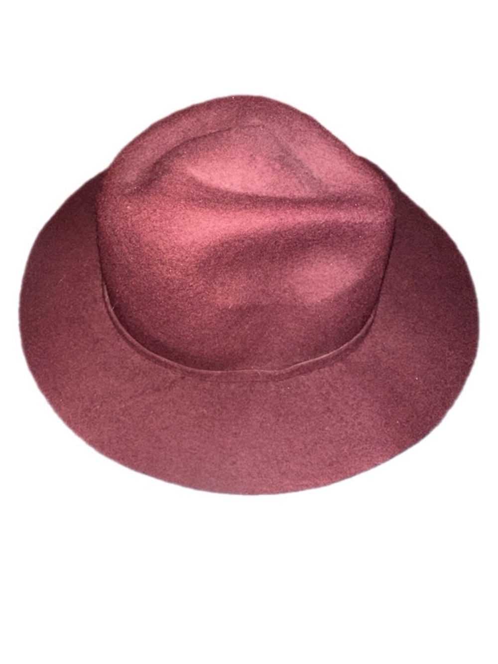 J.Crew Burgundy Wool Felt Fedora Hat Wine Wide Brim Boho Chic | Size M-L - Picture 3 of 5